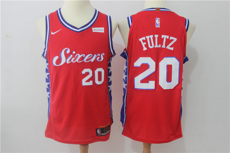 Men Philadelphia 76ers 20 Fultz Red Game Nike NBA Jerseys